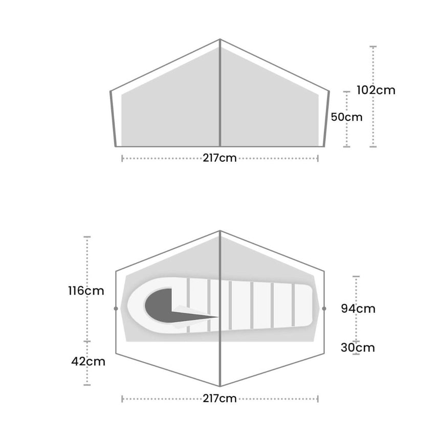 Terra Nova Laser Lite AS Tent Outdoor Action- Tent Dimensions