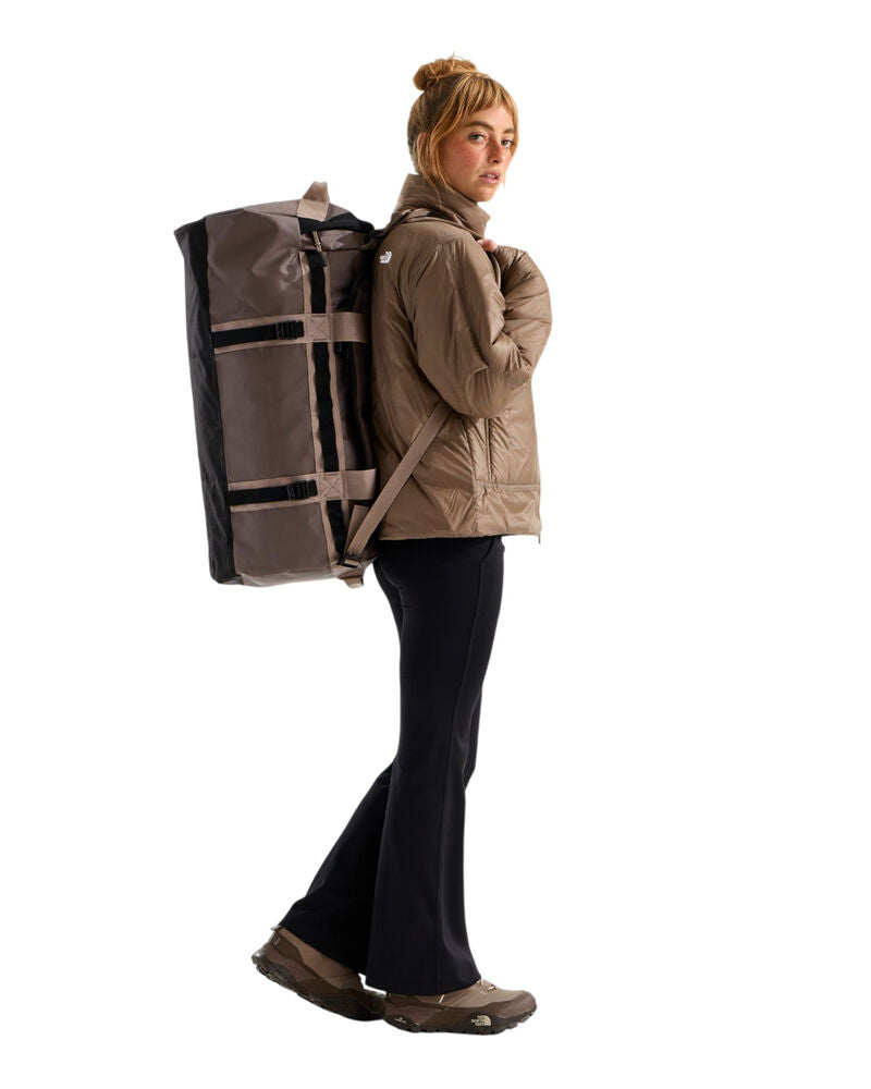 The North Face Base Camp Duffel - Medium in Smokey Brown/TNF Black/Garnet - worn