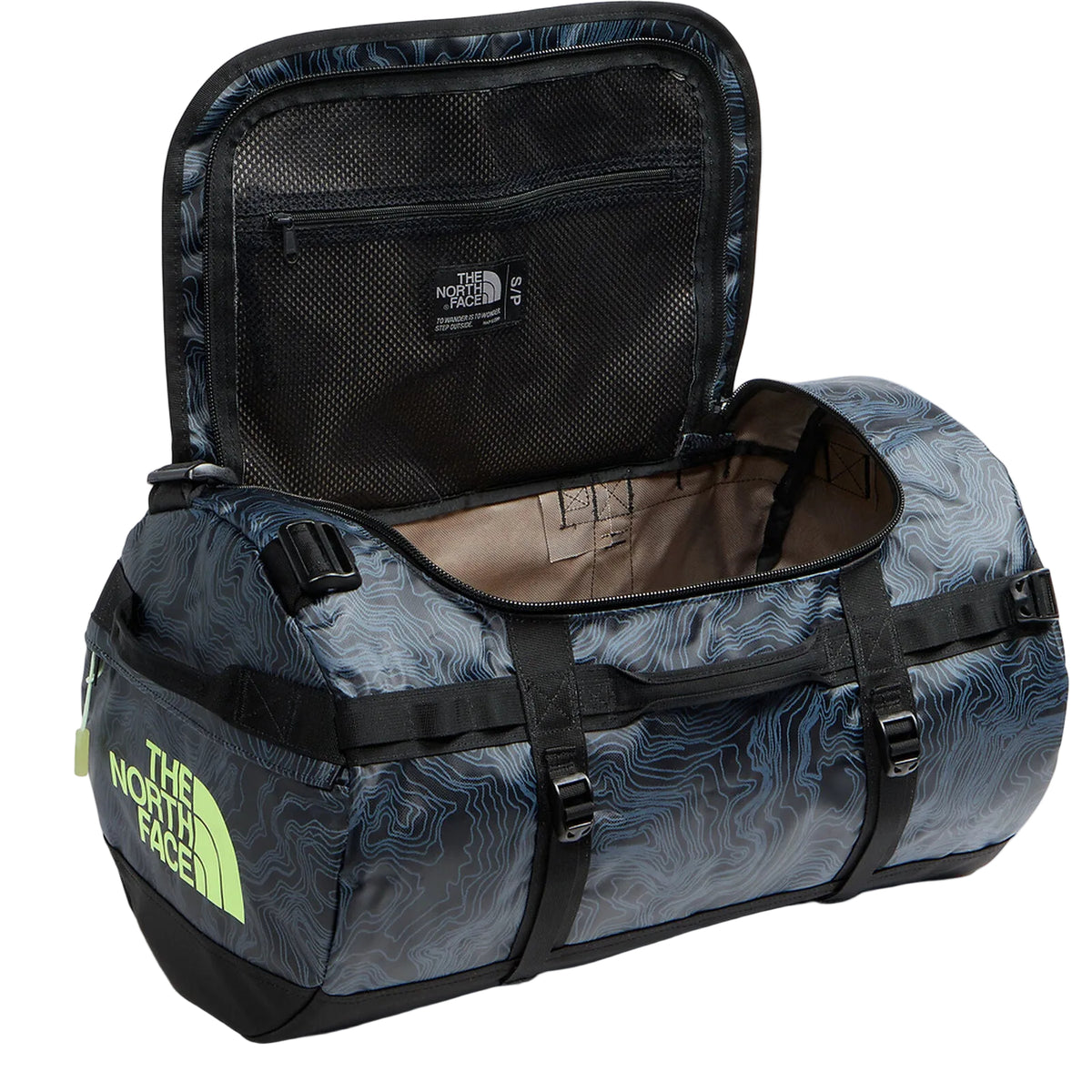 The North Face Base Camp Duffel - Small in TNF Black Glowing Topo Print - interior
