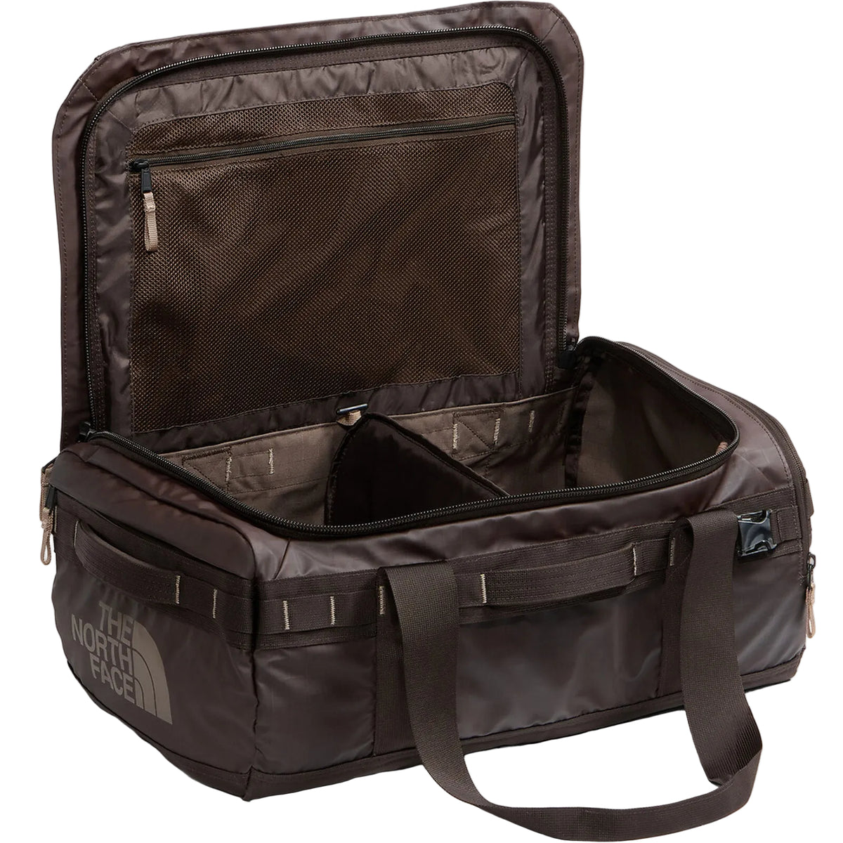 The North Face Base Camp Voyager Duffel 42L in Dark Chestnut/Garnet - interior