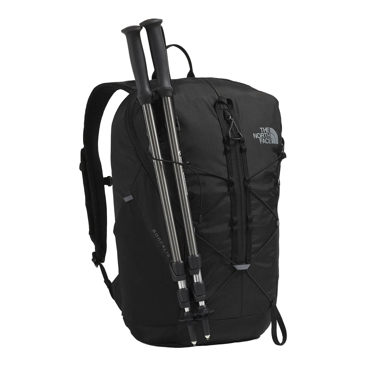 The North Face Borealis Trail Backpack - 26L in TNF Black - side, trekking poles detail