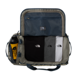 The North Face Base Camp Duffel Large Stone Slab/Gran - top view showing D-zip opening and compression straps