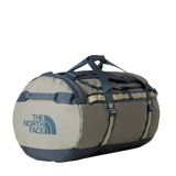 The North Face Base Camp Duffel Large in Stone Slab/Gran - front view showing water-resistant recycled fabric construction