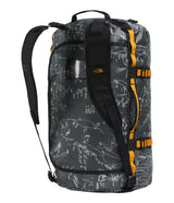 The North Face Base Camp Duffel Small 50L Anthracite Grey - top view showing D-zip opening and compression straps