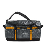 The North Face Base Camp Duffel Small 50L in Anthracite Grey - front view showing water-resistant recycled fabric construction