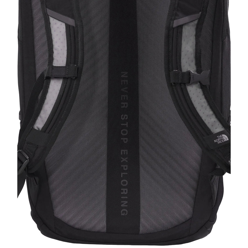 Close-up of The North Face Kaban LTE Backpack top-lid pocket with pen slots and fleece-lined phone pocket