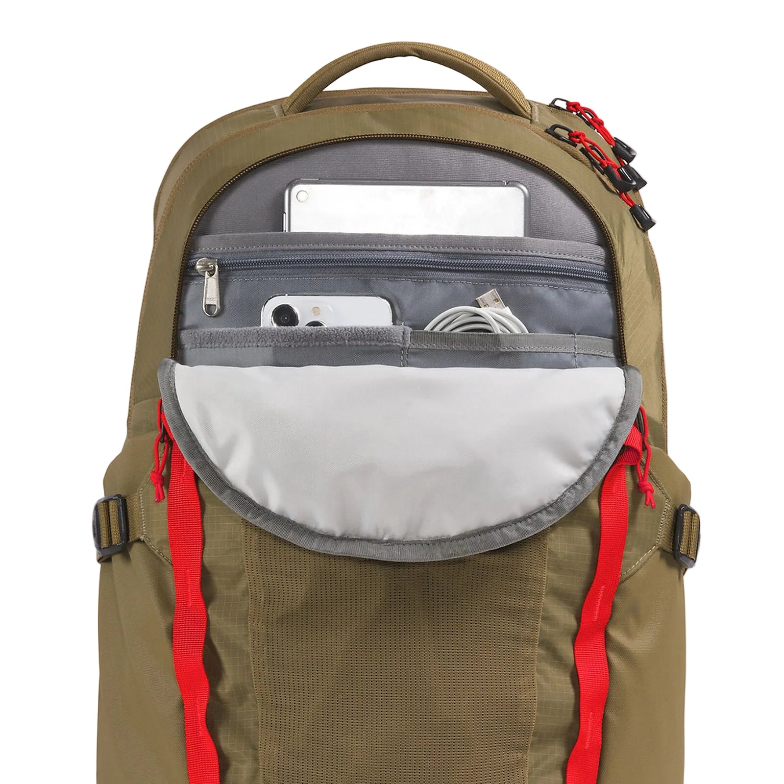 The North Face Recon Backpack Cedar/Lava Red Front Compartment