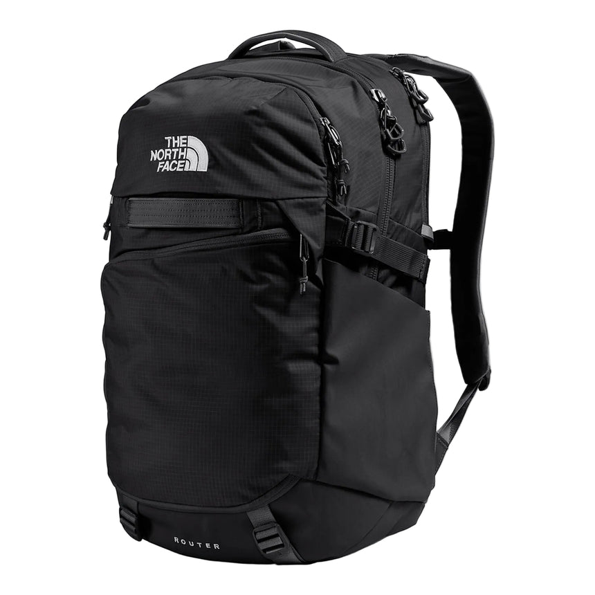 The North Face Router Backpack 40L being worn, demonstrating comfortable fit and everyday versatility
