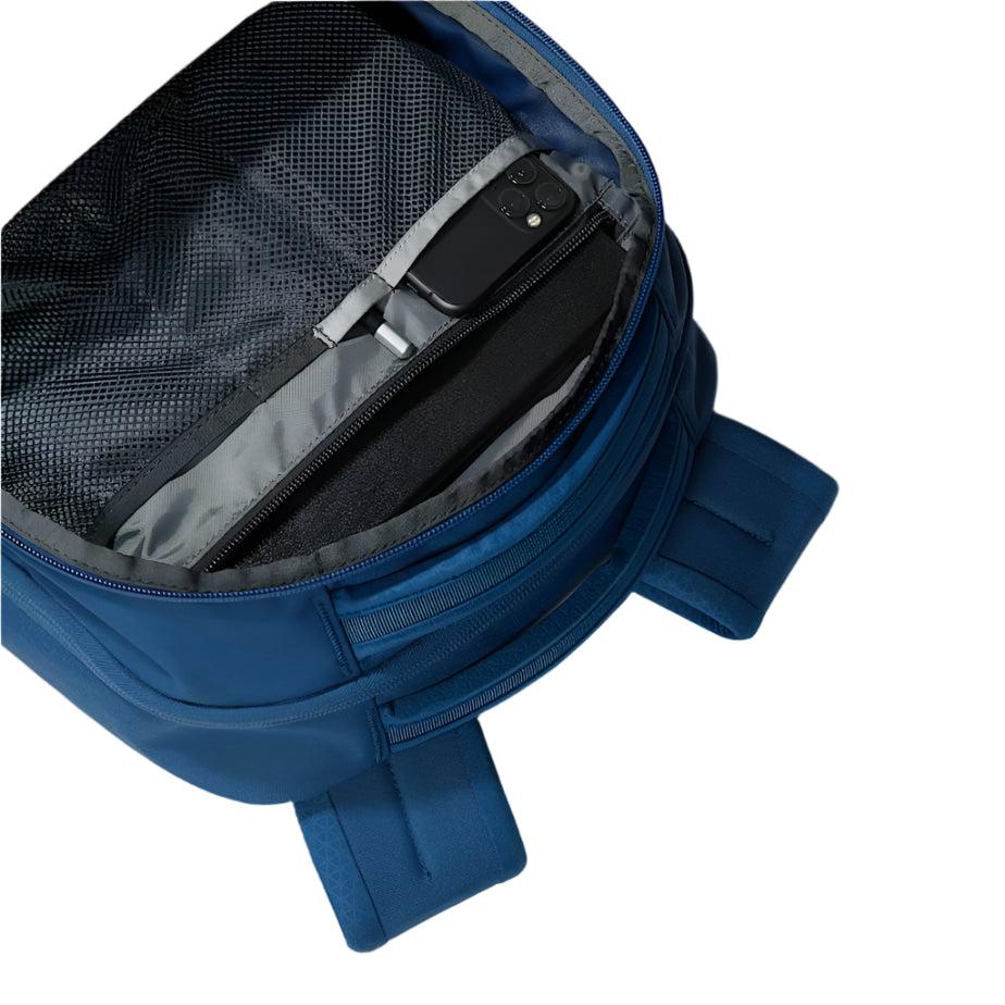 The North Face Vault Backpack Shady Blue/White - main compartment view with 15-inch padded laptop sleeve