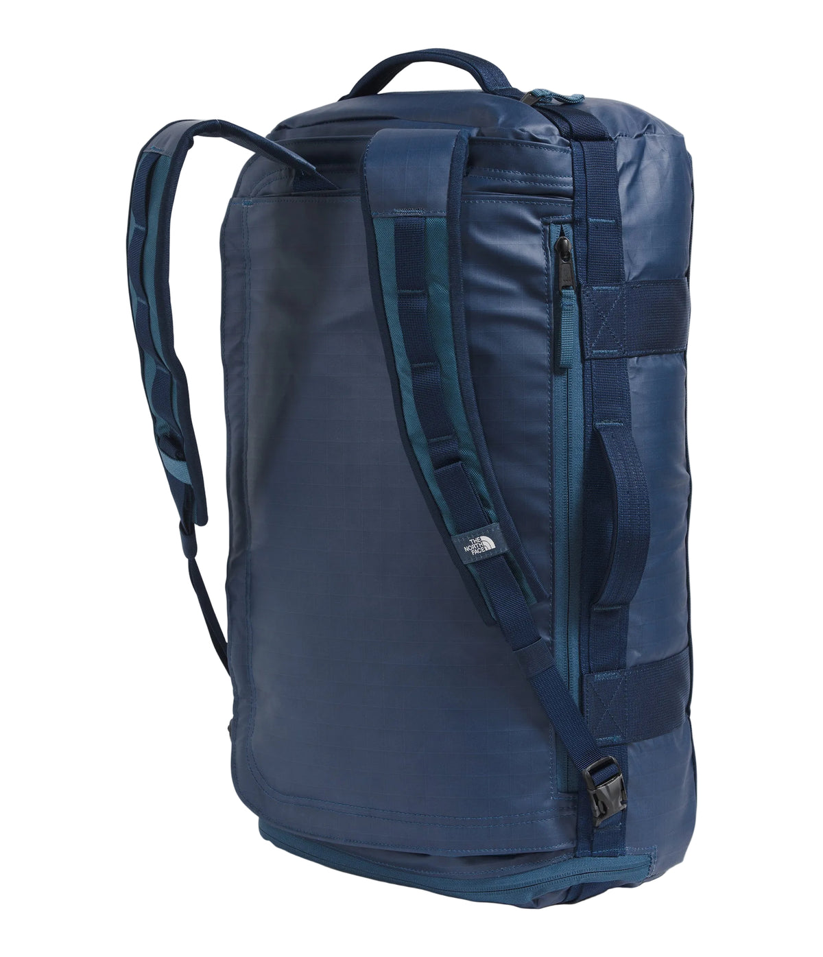 The North Face Voyager Duffel 32L Shady Blue/Summit Navy - top view showing main compartment and removable divider