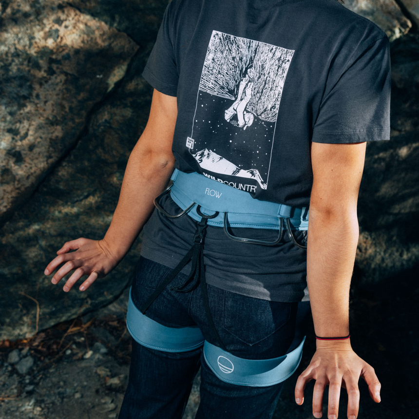 Wild Country Climbing Flow 2.0 Women's Harness Deepwater/Petrol - Back View of Model
