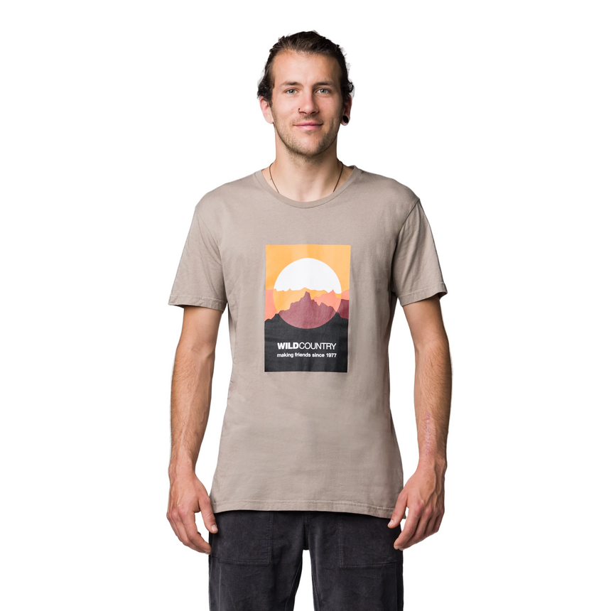 Wild Country Climbing Flow Men's T-Shirt Brindle - Front Fit on Model
