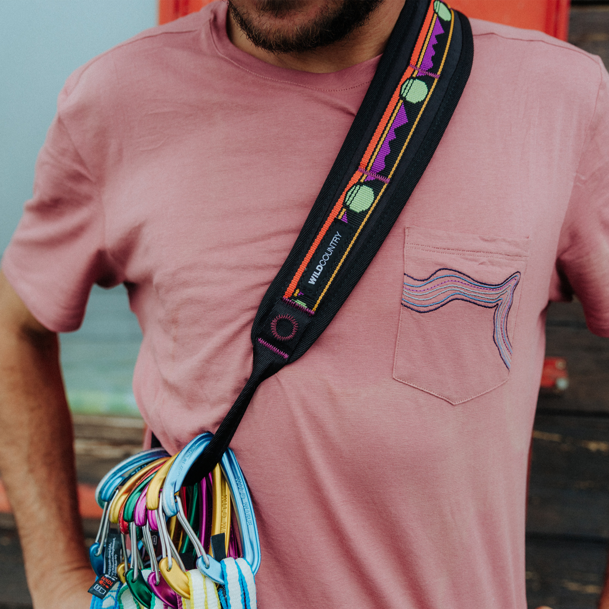 Wild Country Climbing Gear Sling Close up with Carabiners Attached