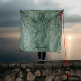 Wild Country Climbing Rope Tarp Model Holding Full Tarp Open 