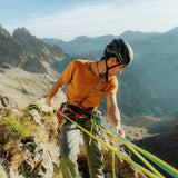 Wild Country Climbing Session Men's T-Shirt Joshua Brown - Model Climbing Down Cliff