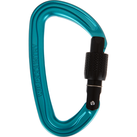 Wild Country Climbing Wildscrew Screwgate Carabiner Black/Turquoise - Closed