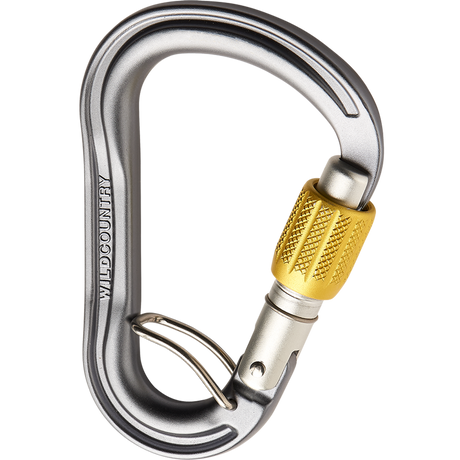 Wild Country Climbing Xenon HMS Screwgate Belay Carabiner Outdoor Action Grey/Yellow - Closed