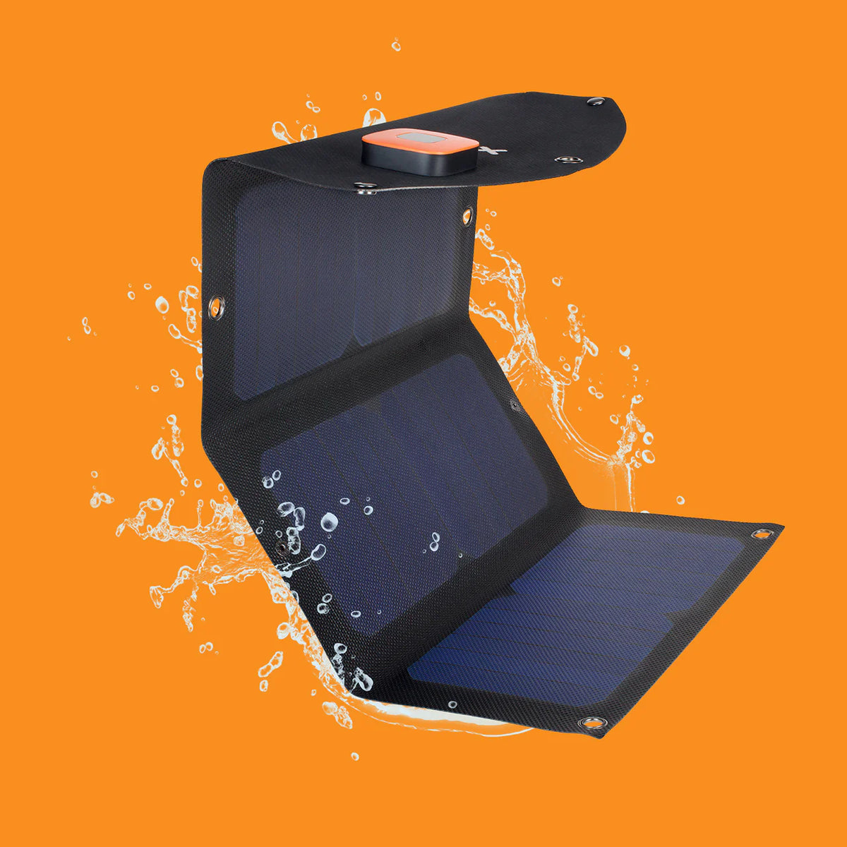 Xtorm SolarBooster 21W + Xtorm Rugged Power Bank 10.000 - Product Overview with Yellow Background