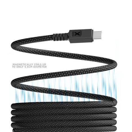 Xtorm TravelPro Magnetic USB-C PD Cable 100W (1m) half view with specifications