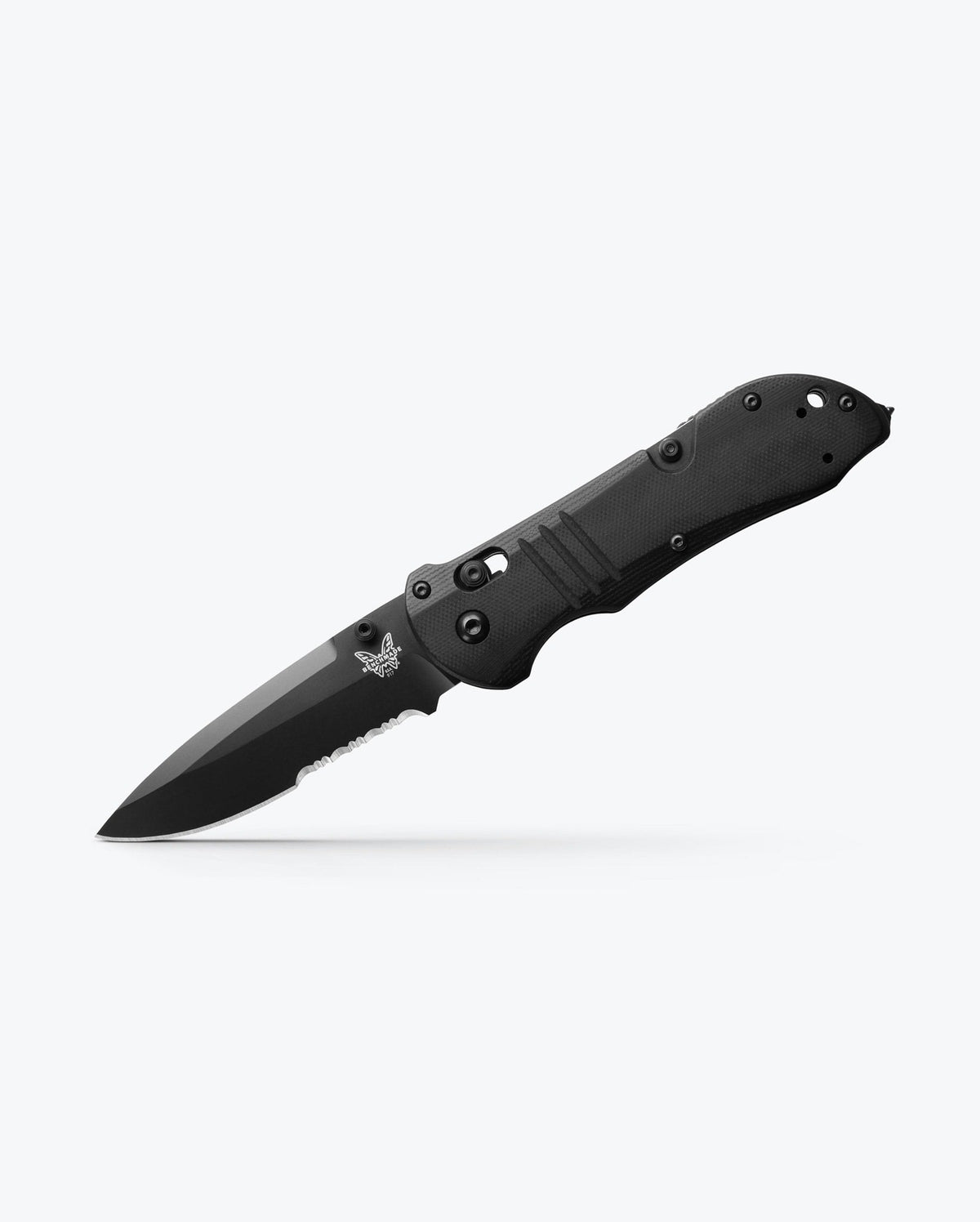 Benchmade Tactical Triage Black G10 - Side Angle Open | Benchmade Knife Co.