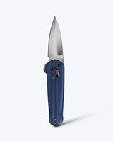 Lowden™ Crater Blue Aluminum Flipper Knife - Vertical Open Position | Benchmade Knife Co.