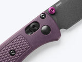 Benchmade Mini Bugout 533GY-09 AXIS lock and purple anodised thumb stud detail