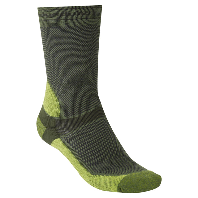 Bridgedale Men's MTB Summer Weight T2 Coolmax Sport Boot Socks in Dark Green/Lime
