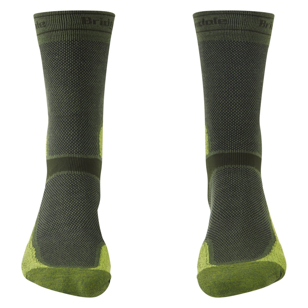 Bridgedale Men's MTB Summer Weight T2 Coolmax Sport Boot Socks in Dark Green/Lime, alternate view