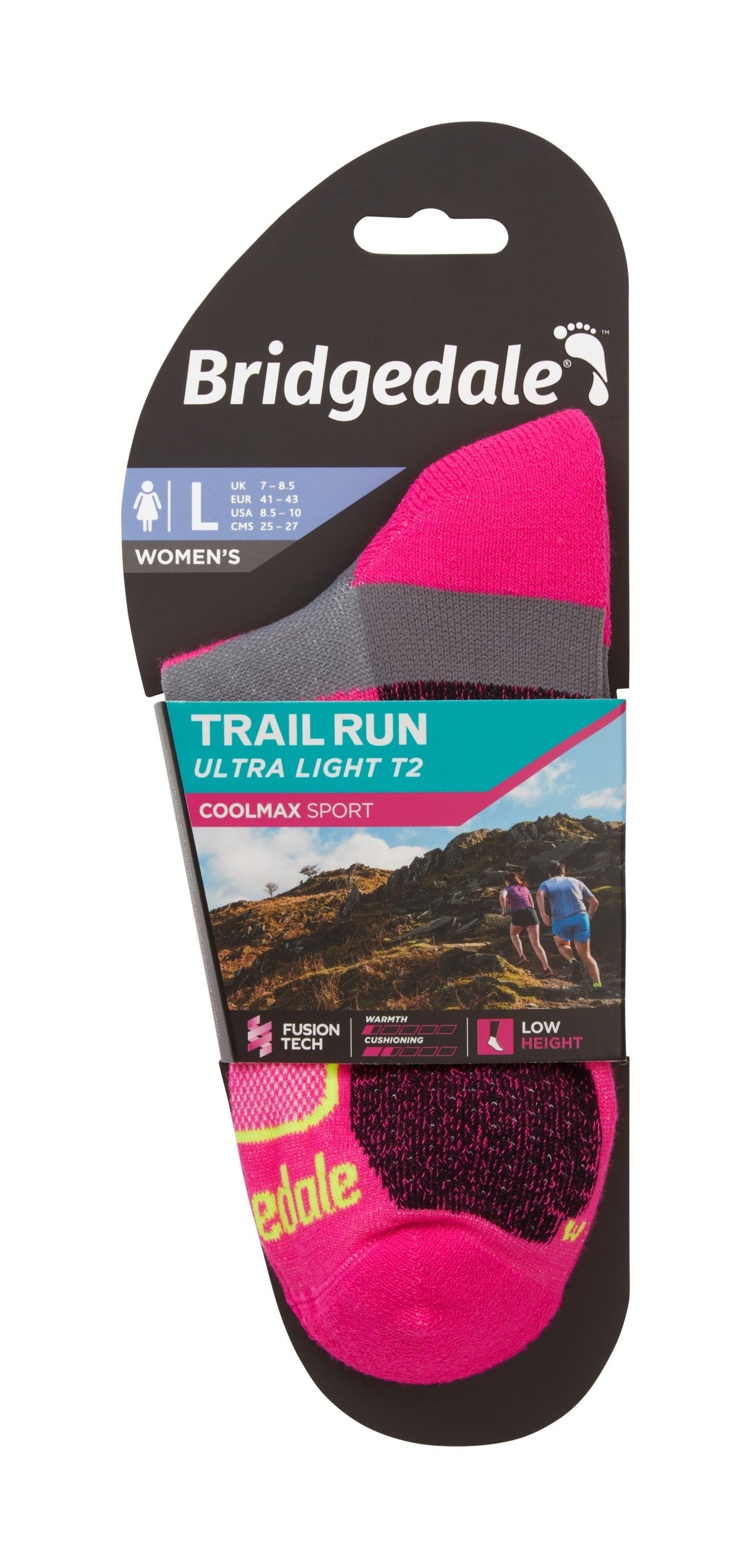 Bridgedale Women's Trail Run Ultra Light T2 Coolmax Sport Low Socks retail packaging