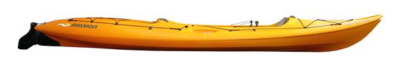 Mission CATCH 390 kayak, Orange Fade, side view