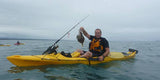 Mission CATCH 420 EXP kayak, Yellow kayak with an angler