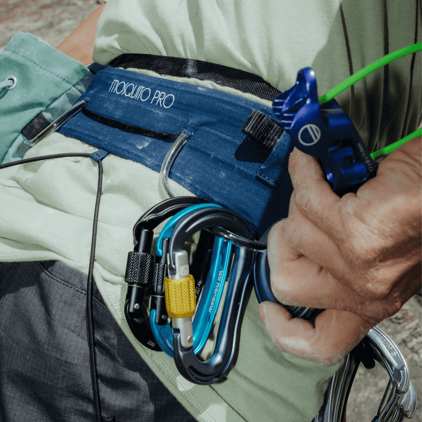 Wild Country Climbing Mosquito Pro Harness Outdoor Action Navy - Product In Use