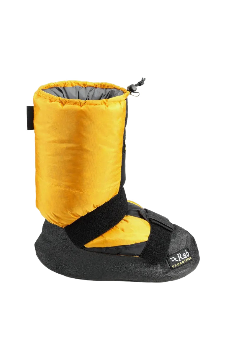 Yellow and black bootie with a visible brand logo on a white background