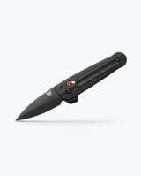 Benchmade Lowden black G10 spear-point knife, angled view