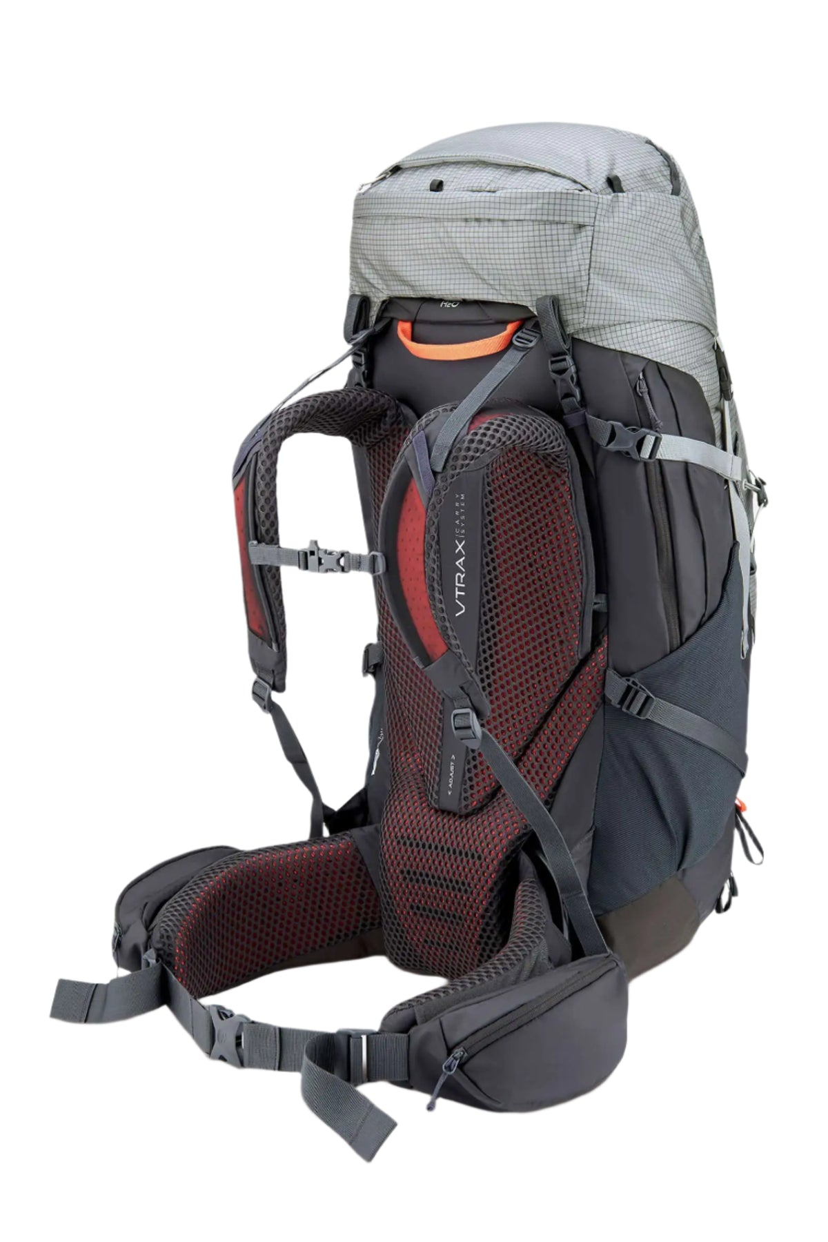 Rab Hyperon 65L Trekking Pack in Dark Pewter/Anthracite - back, three-quarter angle