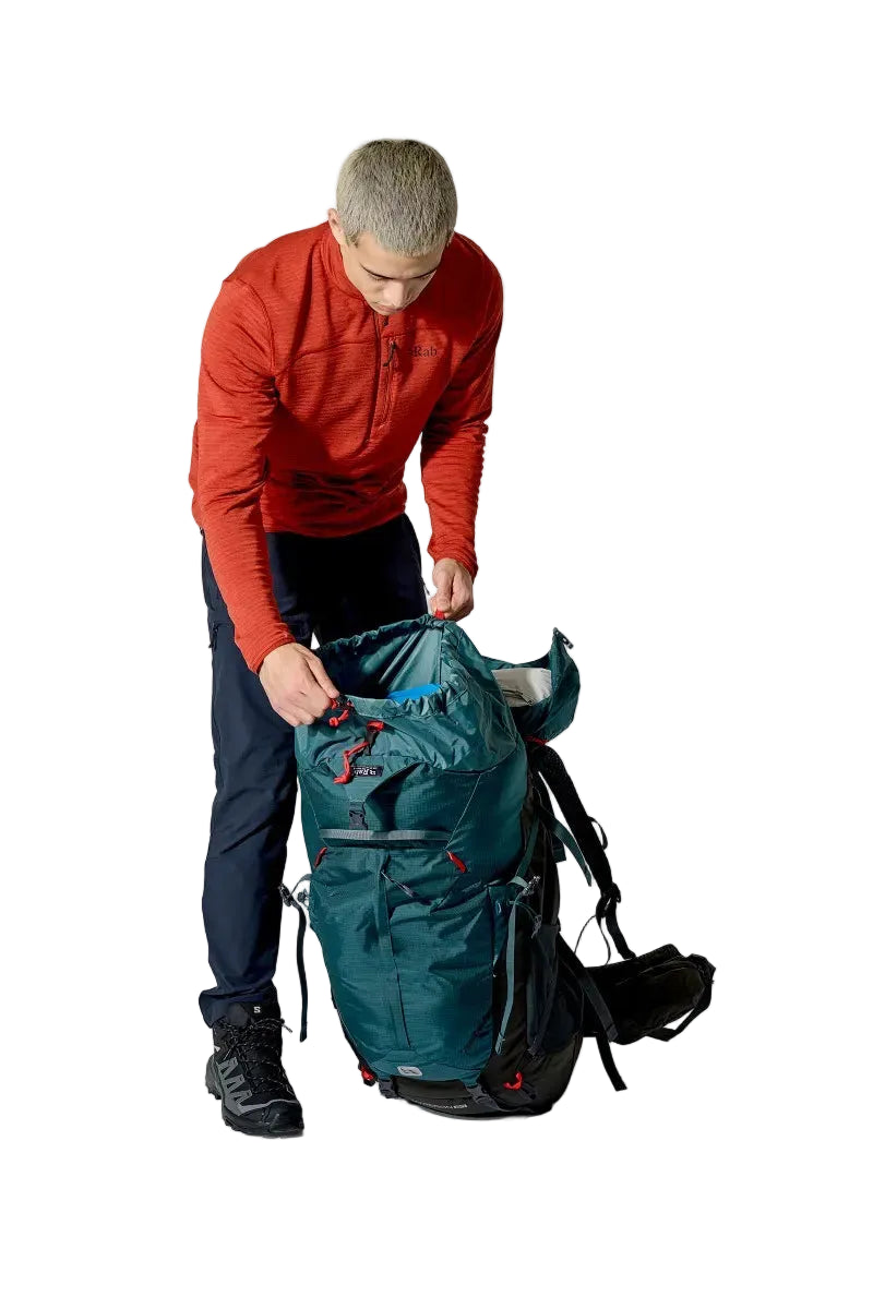 Rab Hyperon 80L Trekking Pack in Orion Blue/Anthracite - front, worn