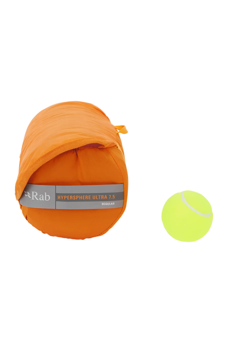 Rab Hypersphere Ultra 7.5 Down Sleeping Mat in Marmalade - packed