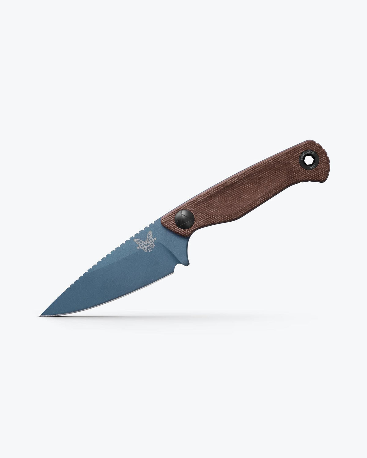 Benchmade Dacian brown canvas Micarta fixed blade, profile
