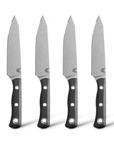 Table Knife Set | Black G10 - Four kitchen knives upright front view | Benchmade Knife Co.
