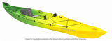 Mission CATCH 420 EXP (ruddered) kayak in Green Fade, full kayak colour illustration. Image for illustrative purposes only. Actual colours, patterns and finish may vary.