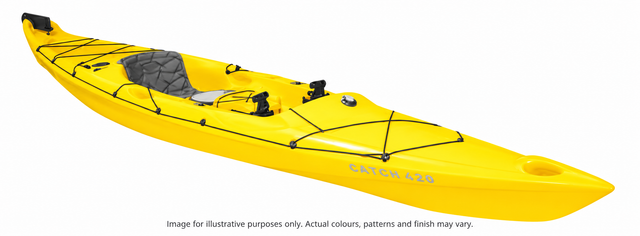 Mission CATCH 420 EXP (ruddered) kayak in Yellow, full kayak colour illustration. Image for illustrative purposes only. Actual colours, patterns and finish may vary.