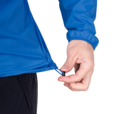 Low bulk elasticated cuff detail on Mountain Equipment Aerofoil Hooded Men's Jacket in Atlantic Blue