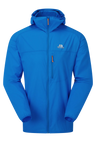 Mountain Equipment Aerofoil Hooded Men's Jacket in Atlantic Blue - front view showing EXOLITE 45 softshell fabric and active fit