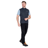 YKK moulded centre front zip detail on Mountain Equipment Aerotherm Men's Vest in Blue Nights