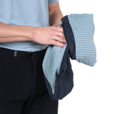 Micro-grid wicking lining detail on Mountain Equipment Aerotherm Men's Vest in Blue Nights