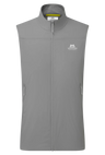 Mountain Equipment Aerotherm Men's Vest in Tufa - front view showing EXOLITE 45 softshell fabric and active fit