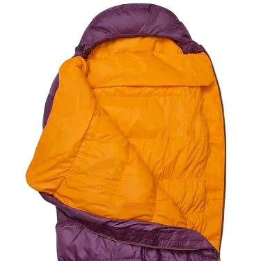 2-baffle anatomically offset foot box detail on Mountain Equipment Classic Eco 300 Women's Sleeping Bag in Raisin