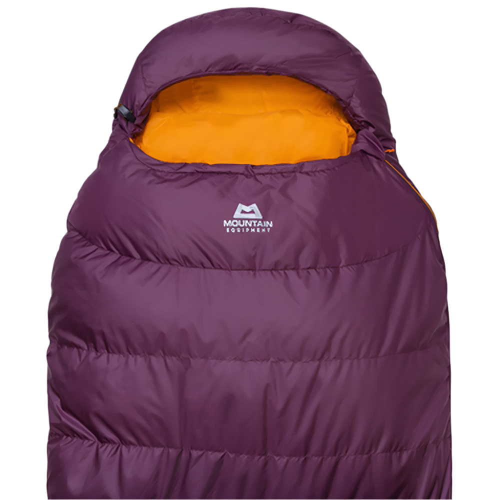 Full-length Gemini zip baffle detail on Mountain Equipment Classic Eco 500 Women's Sleeping Bag in Raisin