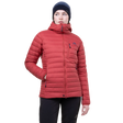 Zipped hand warmer pocket detail on Mountain Equipment Earthrise Hooded Women's Jacket in Rosewood