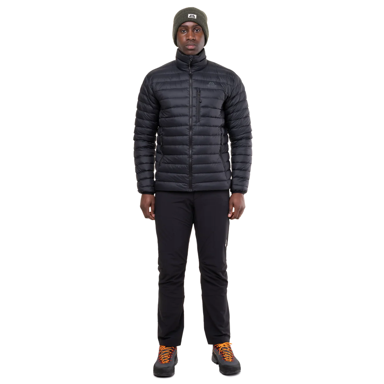 Mountain Equipment Earthrise Men's Jacket in Black - back view showing fit and recycled down insulation